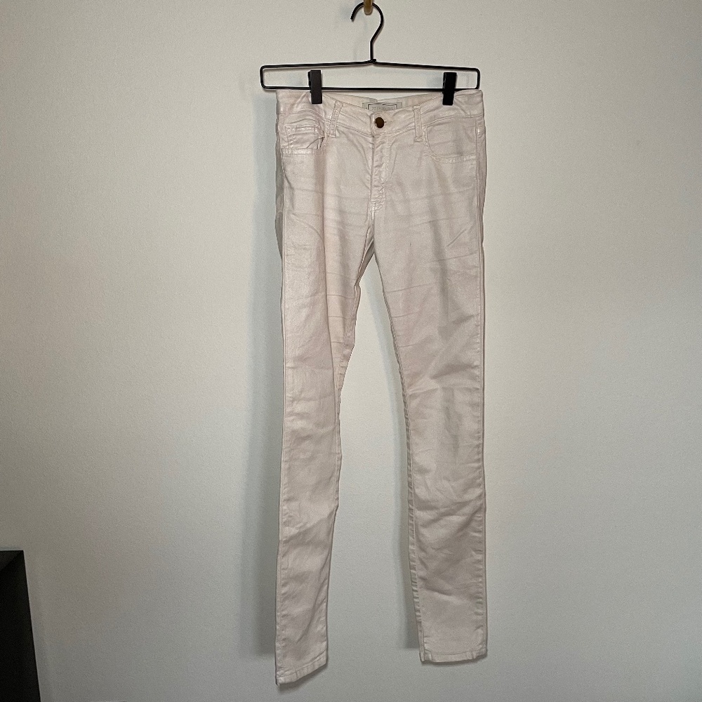 75 Faubourg Jeans Women's Size 28 Tall Ivory Coated Denim Skinny Designer